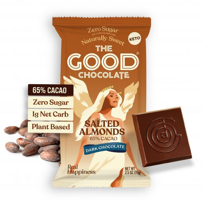 the good chocolate brand salted almond bar hero