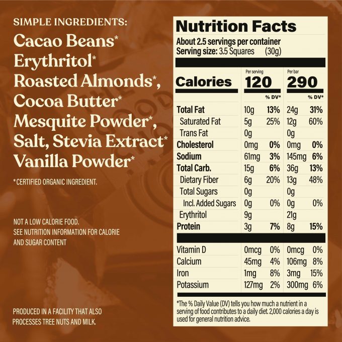 the good chocolate brand salted almond bar nutrition