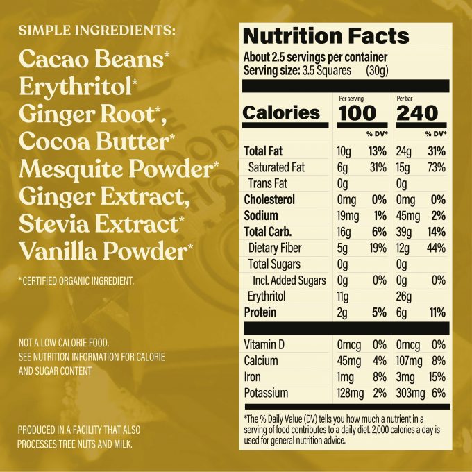 the good chocolate brand ginger bar nutrition