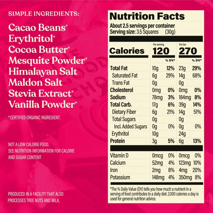 the good chocolate brand salt bar nutrition