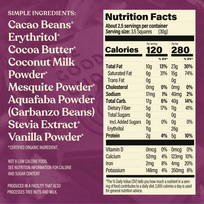 the good chocolate brand vegan milk bar nutrition