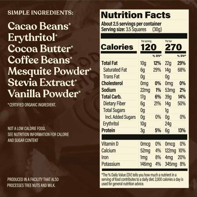 the good chocolate brand coffee dark bar nutrition