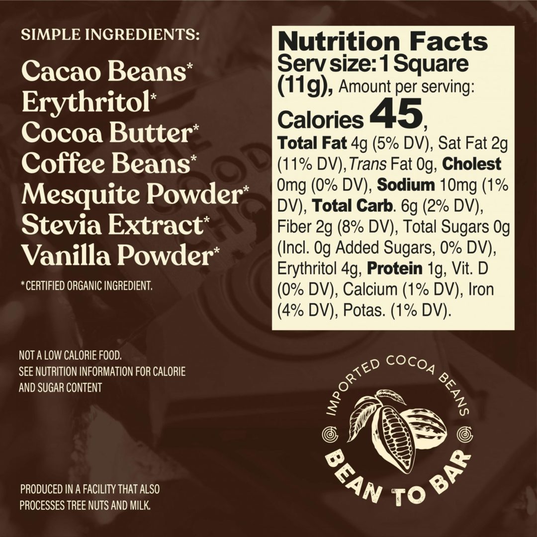 the good chocolate brand coffee dark square nutrition